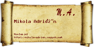 Mikola Adrián névjegykártya