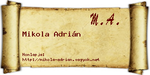Mikola Adrián névjegykártya